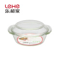 Heatable Glass Machine Pressed Round Casserole bakeware plate set